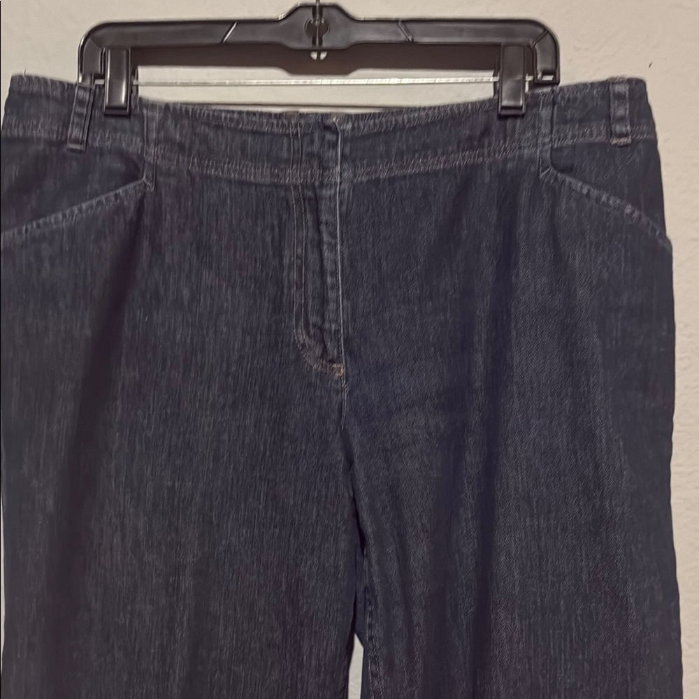J Jill wide leg Stylish Dark Blue Wash Denim jeans Pants waist 38 - Picture 3 of 11